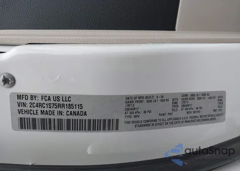 2024 Chrysler Pacifica Hybrid Select из США, поврежденный, VIN 2C4RC1S75RR185115